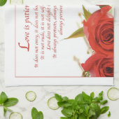 Linge De Cuisine L'amour est une rose rouge patiente (Plié)