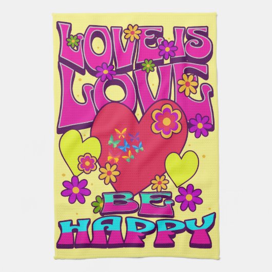 Linge De Cuisine L'AMOUR LGBTQIA+ EST L'AMOUR. Soyez heureux (Vertical)