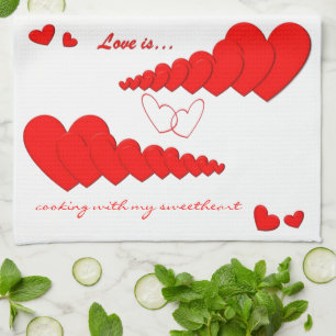 Linge De Cuisine L'AMOUR rouge de chaîne de coeur EST… Coutume