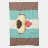 Linge De Cuisine Langue du chien, Nez sur la crème bleue rétro Vint (Vertical)