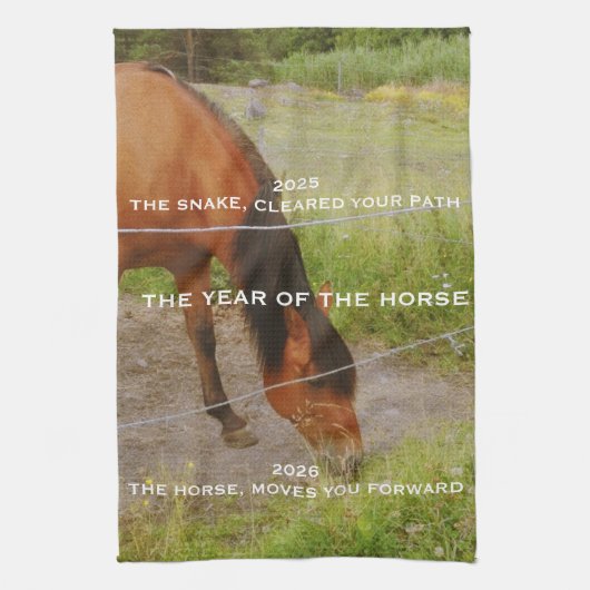Linge De Cuisine L'année du Cheval, citation 2026  (Vertical)