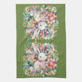 Linge De Cuisine Lapin avec courtepointe et fleurs (Vertical)
