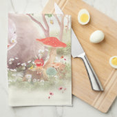 Linge De Cuisine Lapin avec Fleurs (Quart Plié)