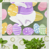 Linge De Cuisine lapin avec oeufs de pâques (Plié)