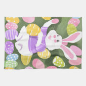 Linge De Cuisine lapin avec oeufs de pâques (Horizontal)