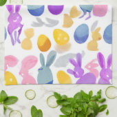 Linge De Cuisine lapin avec oeufs de pâques (Plié)