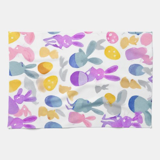 Linge De Cuisine lapin avec oeufs de pâques (Horizontal)