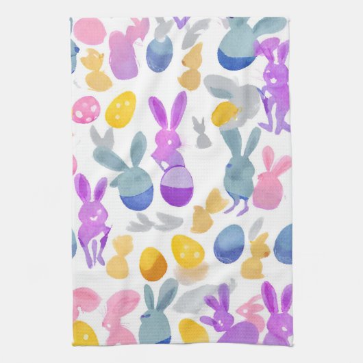 Linge De Cuisine lapin avec oeufs de pâques (Vertical)