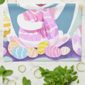 Linge De Cuisine lapin avec oeufs de pâques (Plié)