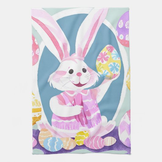 Linge De Cuisine lapin avec oeufs de pâques (Vertical)