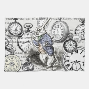 Linge De Cuisine Lapin Blanc Alice au Pays des Merveilles Horloges 