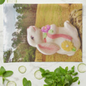 Linge De Cuisine Lapin blanc et Cheval jaune (Plié)