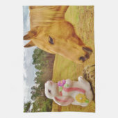Linge De Cuisine Lapin blanc et Cheval jaune (Vertical)
