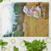 Linge De Cuisine Lapin blanc et Cheval jaune (Plié)