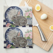 Linge De Cuisine Lapin Bunny Dedham Delft Ferme Rustique Cute (Quart Plié)