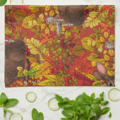 Linge De Cuisine Lapin d'automne en rouge (Plié)