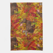 Linge De Cuisine Lapin d'automne en rouge (Vertical)