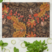 Linge De Cuisine Lapin d'automne sur brun (Plié)