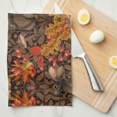 Linge De Cuisine Lapin d'automne sur brun (Quart Plié)