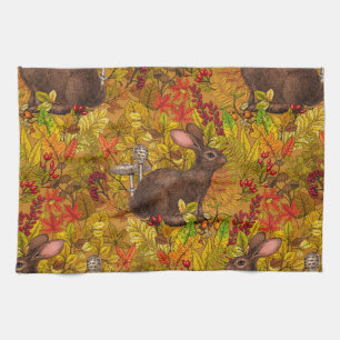 Linge De Cuisine Lapin d'automne sur ocre