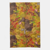Linge De Cuisine Lapin d'automne sur ocre (Vertical)