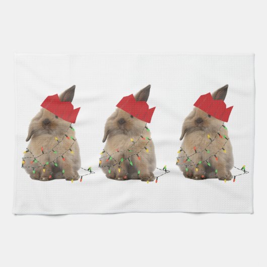 Linge De Cuisine Lapin de houblon Teatowel de Noël (Horizontal)