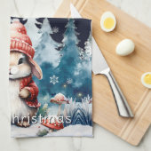 Linge De Cuisine Lapin de Noël fantastique (Quart Plié)