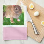 Linge De Cuisine Lapin de Pâques Classique et Panier de Fêtes / Ros (Quart Plié)