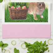 Linge De Cuisine Lapin de Pâques classique et panier de vacances / (Plié)