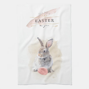 Linge De Cuisine Lapin de Pâques élégant Joyeux aquarelle de P