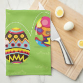 Linge De Cuisine Lapin de Pâques espiègle avec les oeufs peints (Quart Plié)