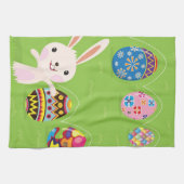 Linge De Cuisine Lapin de Pâques espiègle avec les oeufs peints (Horizontal)