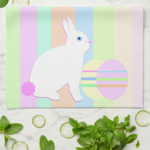 Linge De Cuisine Lapin de Pâques heureux et œufs