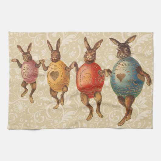 Linge De Cuisine Lapin de Pâques Œufs Dansants (Horizontal)