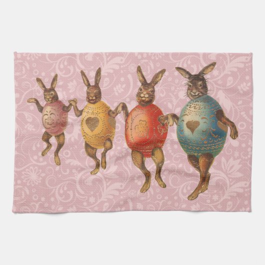 Linge De Cuisine Lapin de Pâques Œufs Dansants (Horizontal)