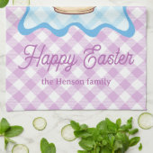 Linge De Cuisine Lapin de Pâques Théière Gingham  (Plié)