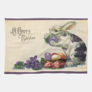 Linge De Cuisine Lapin de Pâques vintage avec des œufs de Pâques da