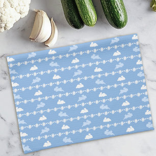 Linge De Cuisine Lapin de printemps Daisies Motif Mignon Blanc Bleu