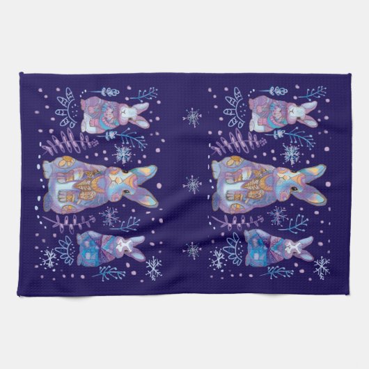 Linge De Cuisine lapin d'hiver (Horizontal)