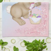 Linge De Cuisine Lapin et panier de Pâques (Plié)