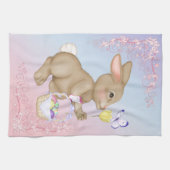Linge De Cuisine Lapin et panier de Pâques (Horizontal)