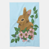 Linge De Cuisine Lapin Lapin Fleurs roses (Vertical)