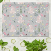 Linge De Cuisine lapin mignon avec fleurs et papillons (Plié)