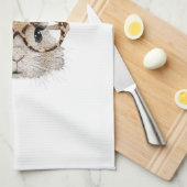 Linge De Cuisine Lapin Mignon Visage de Léopard Coquette Lunettes (Quart Plié)
