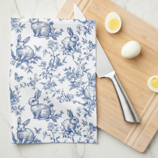 Linge De Cuisine Lapins de Pâques Chinoiserie Motif (Quart Plié)