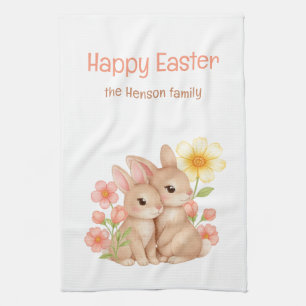 Linge De Cuisine Lapins de Pâques personnalisés Fleuris Famille 