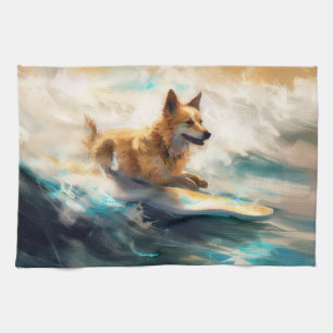 Linge De Cuisine Lapphund Plage Finlandaise Plage Surf Peinture