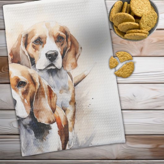 Linge De Cuisine L'aquarelle du chien de beagle Lover