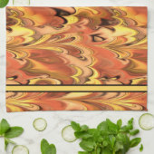 Linge De Cuisine L'arc-en-ciel marbré a tourbillonné rouille et or (Plié)