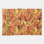 Linge De Cuisine L'arc-en-ciel marbré a tourbillonné rouille et or (Horizontal)